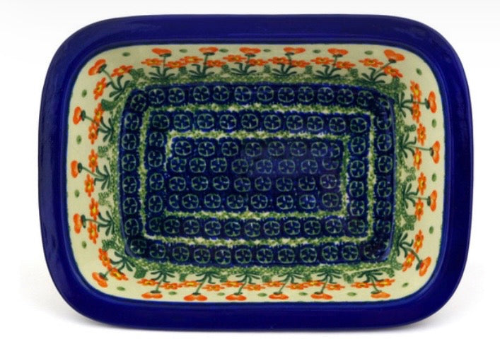 Ceramika Artystyczna, Peach Spring Daisy, Rectangular Baker