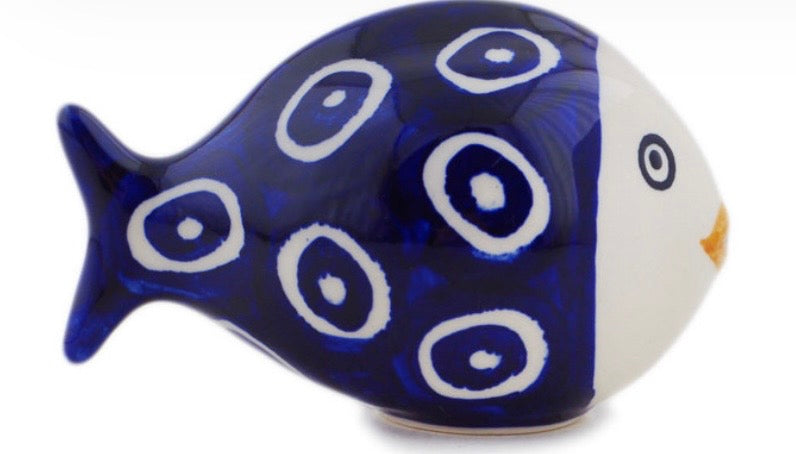 Manufaktura, Unikat Bold Blue Eyes, Fish Figurine 4"