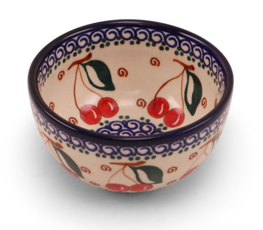 Millena Polish Pottery, Retro Cherry, 4" Dipping Bowl