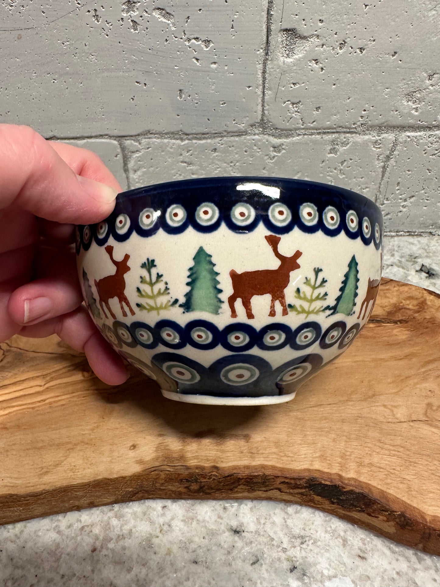 Zaklady Polish Pottery, Reindeer Forest, Ice Cream Bowl