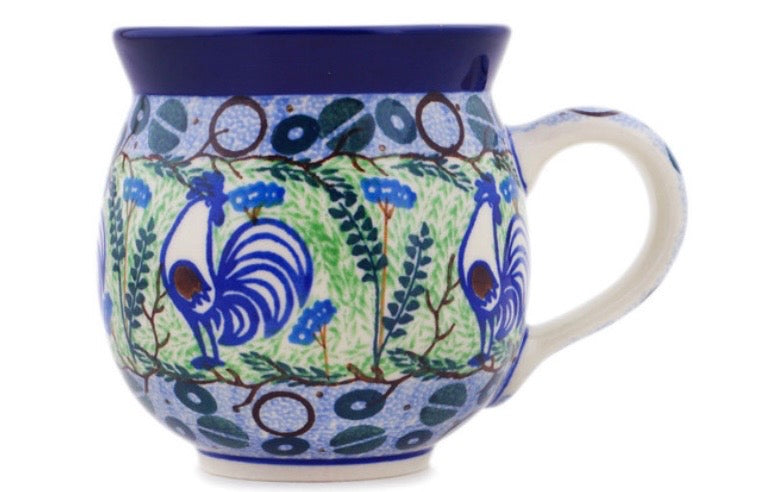 Ceramika Artystyczna, Unikat U2707, Blue Rooster, Bubble Mug