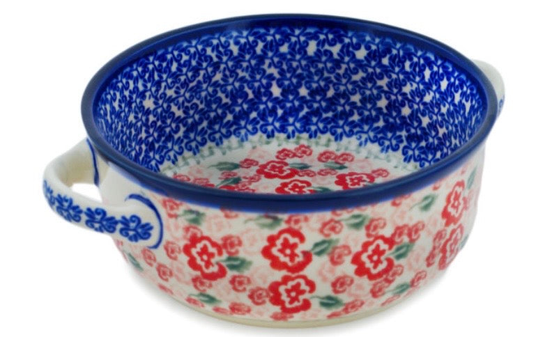 Bona, Fluctuating Pansies, Round Baker with Handles