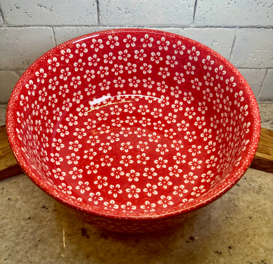 Manufaktura, Red Blossom, Large Mixing Bowl 11"