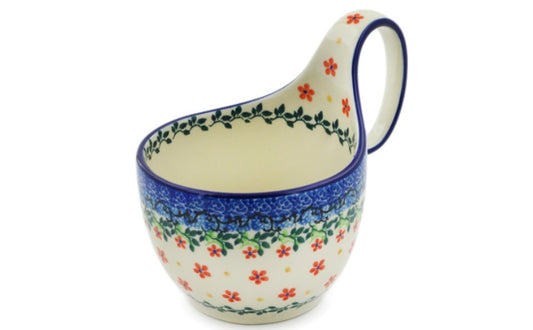 Ceramika Artystyczna Polish Pottery, Little Flowers, Loop Soup Mug/Bowl