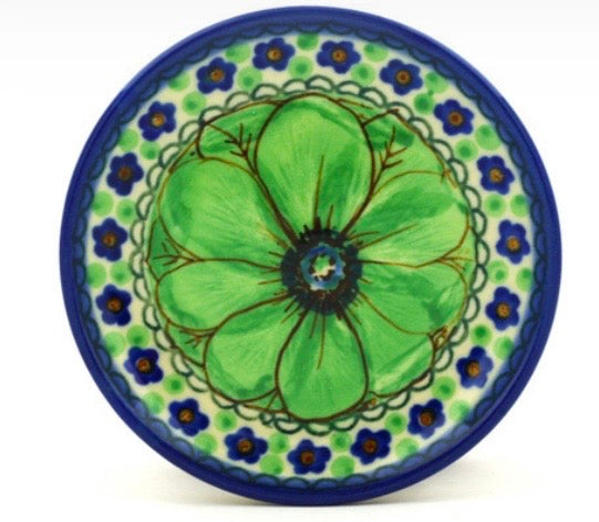 Ceramika Artystyczna, Green Pansies, Coaster/Mini Plate