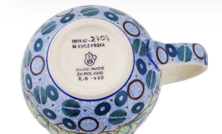 Ceramika Artystyczna, Blue Rooster, Medium Bubble Mug 12 oz