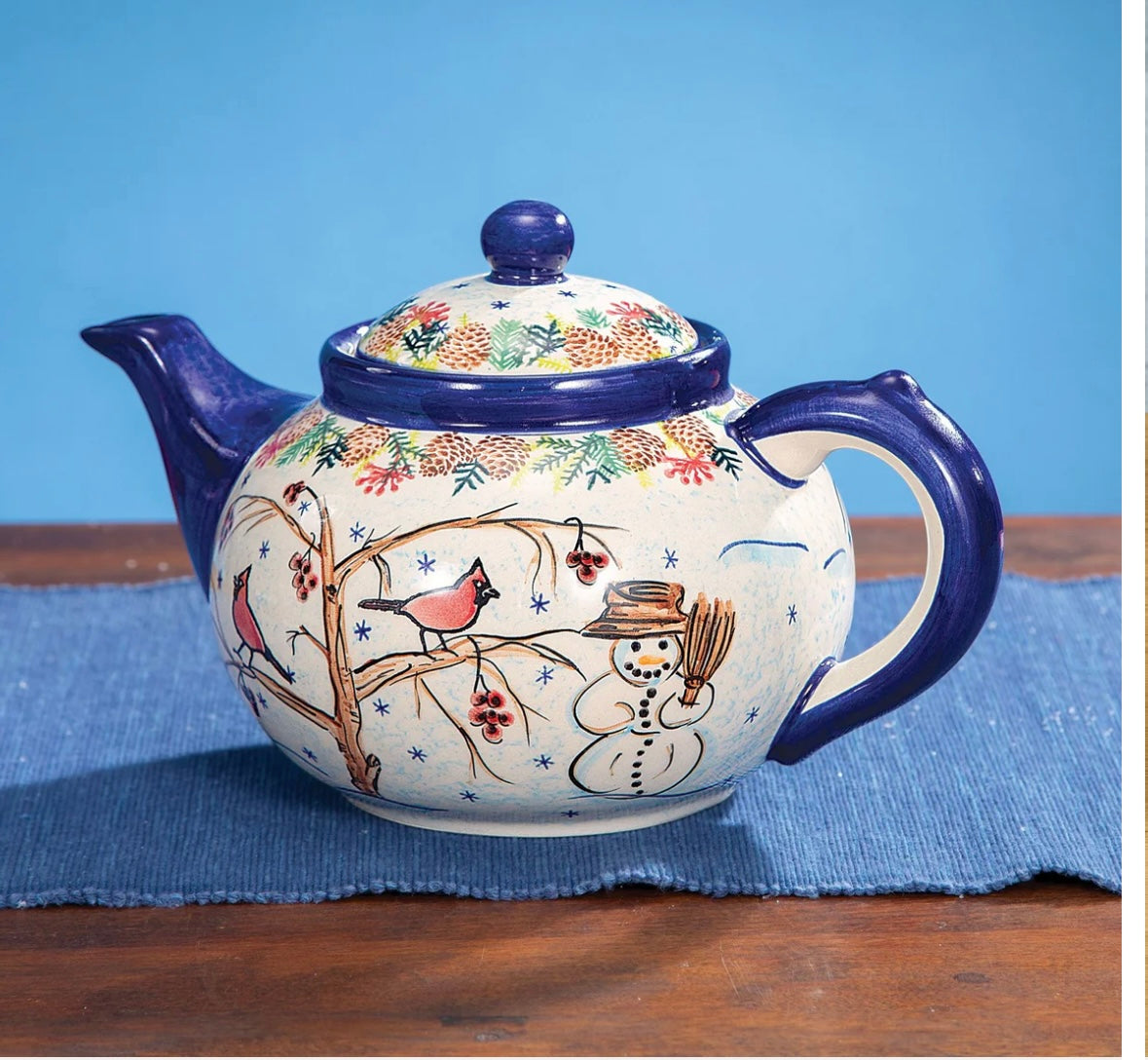 Kalich, Snowman and Cardinal Large Teapot