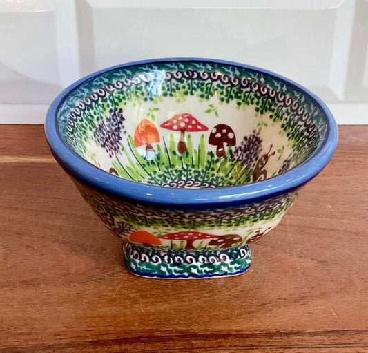 Galia Polish Pottery, Mushroom and Snail Large Pedestal Bowl
