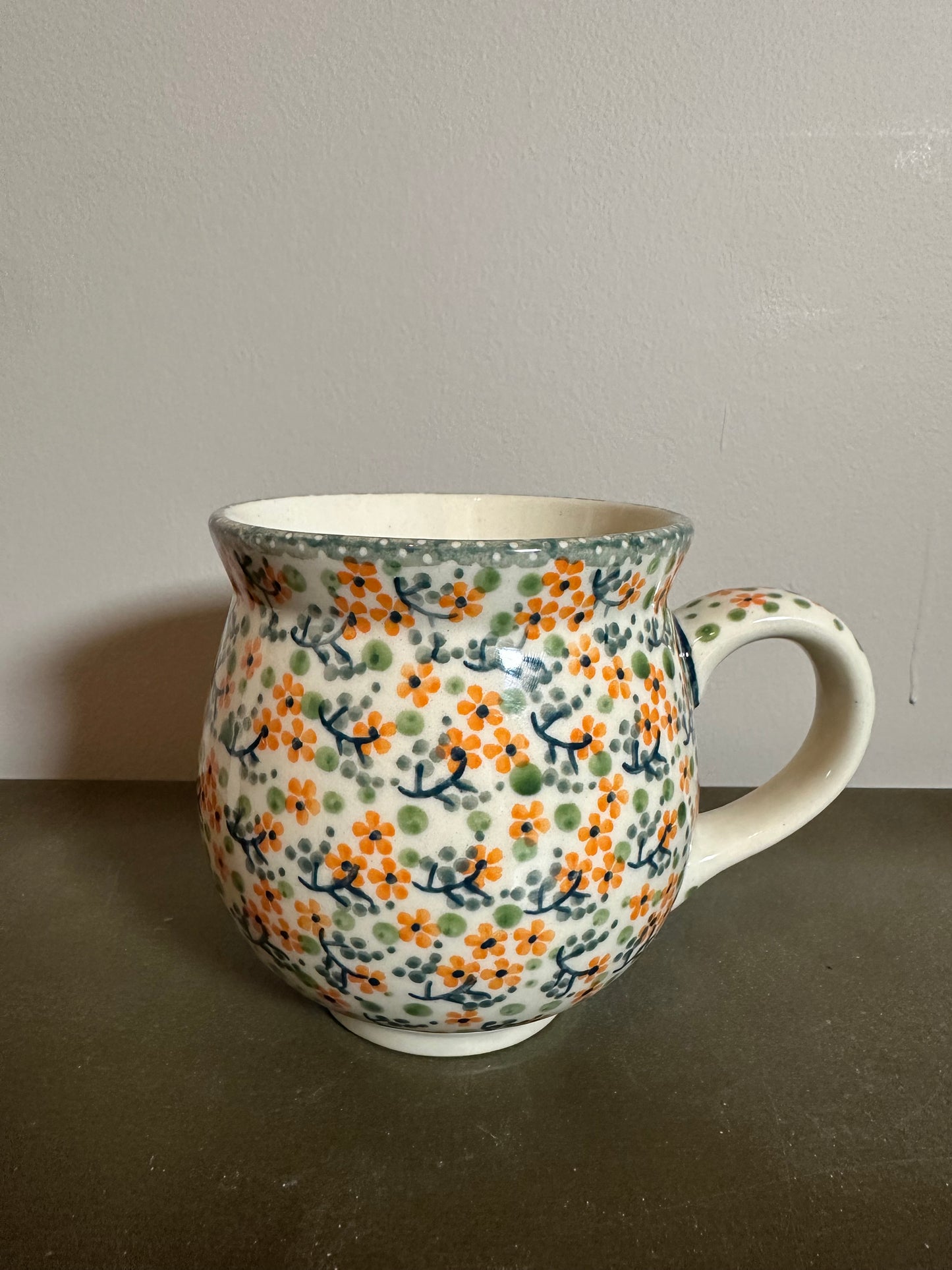 Manufaktura Unikat, Artist Signed, Peach Blossoms Belly Mug