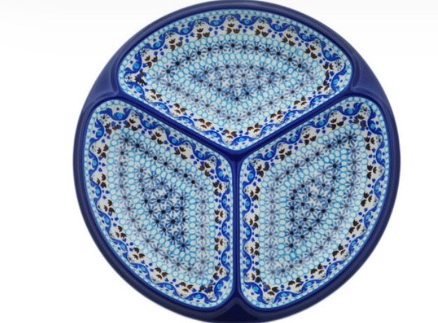 Ceramika Artystyczna, Blue Ice, Divided Dish 10"