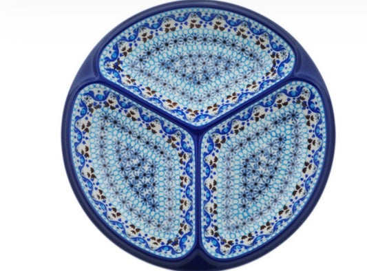 Ceramika Artystyczna, Blue Ice, Divided Dish 10"