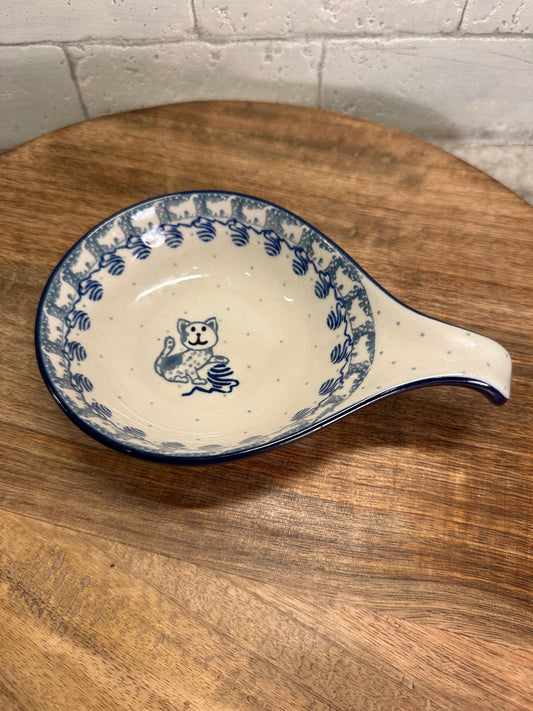 Ceramika Artystyczna Polish Pottery, Kitty Cat, Condiment Dish/Spoon Rest
