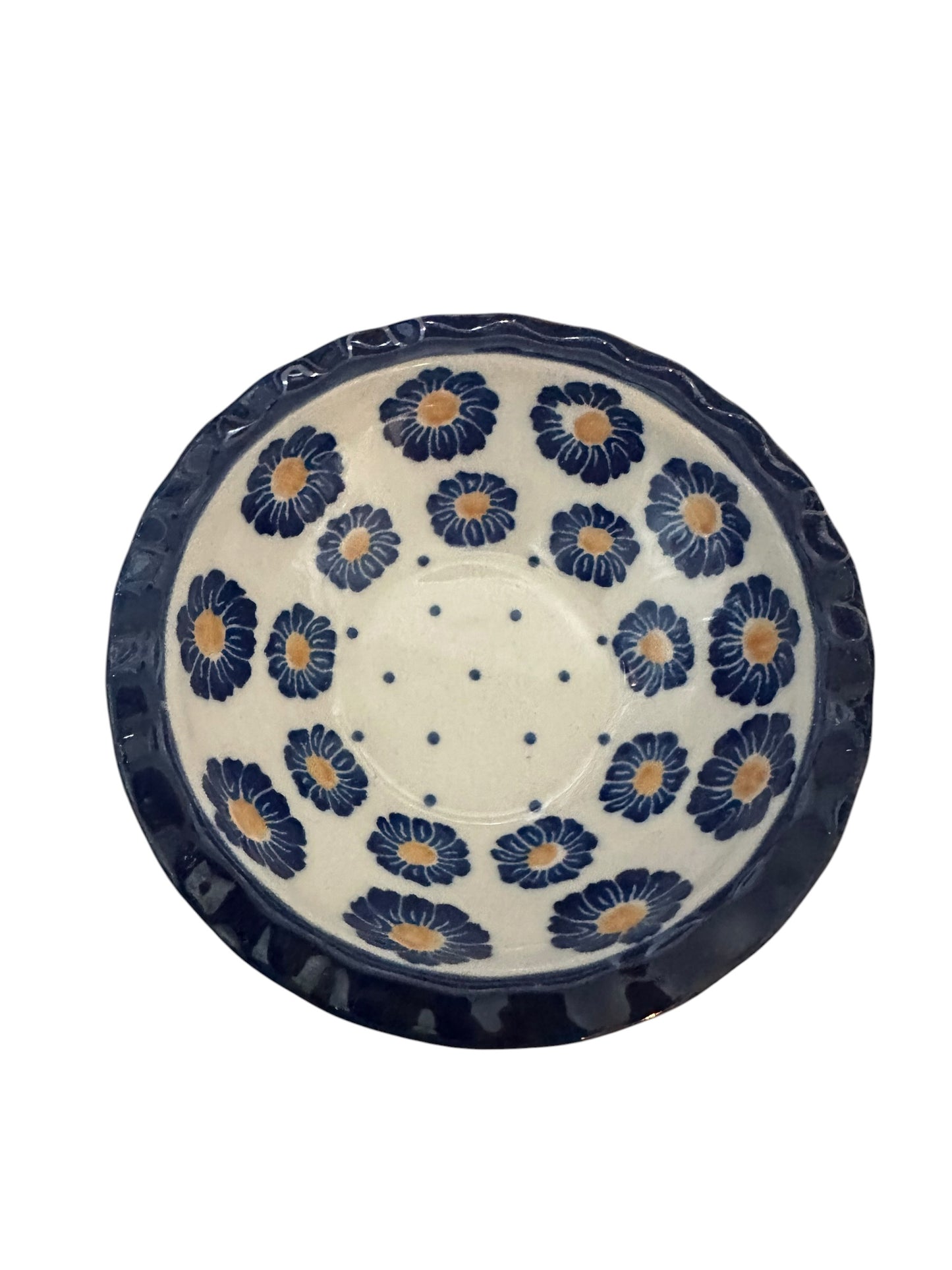 Ceramika Artystyczna, Blue Zinnia, Scalloped Bowl 5"
