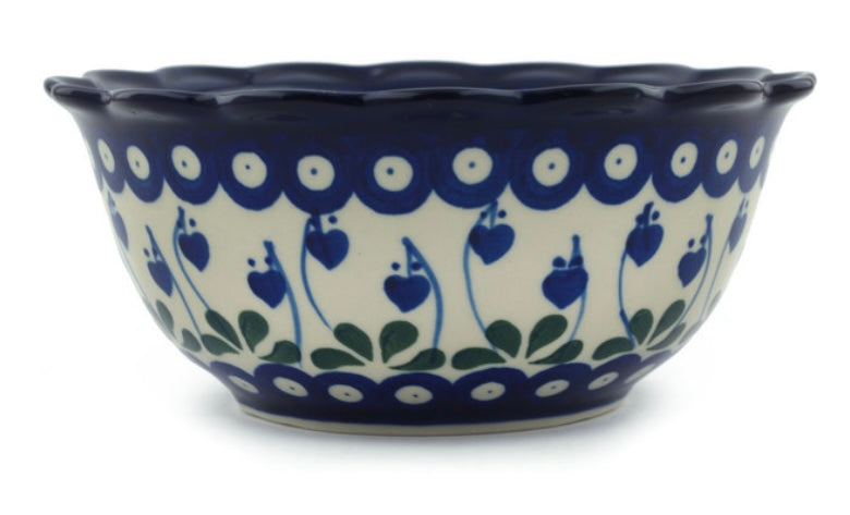 Ceramika Artystyczna Polish Pottery, Bleeding Heart, Scalloped Bowl
