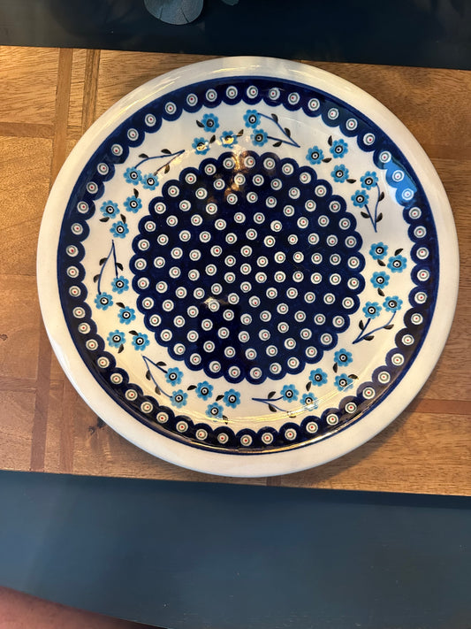 Zaklady Polish Pottery, Forget Me Not, 11" Dinner Plate