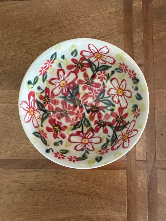 Vena Polish Pottery, Crimson Garden Large Dip Bowl