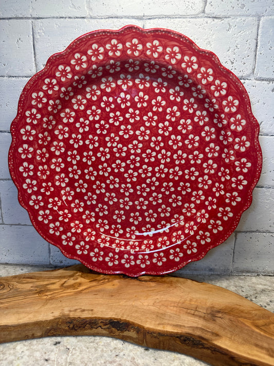 Manufaktura, Red Blossom, Scalloped Platter