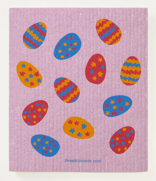Easter Eggs on Rose Swedish Dishcloth