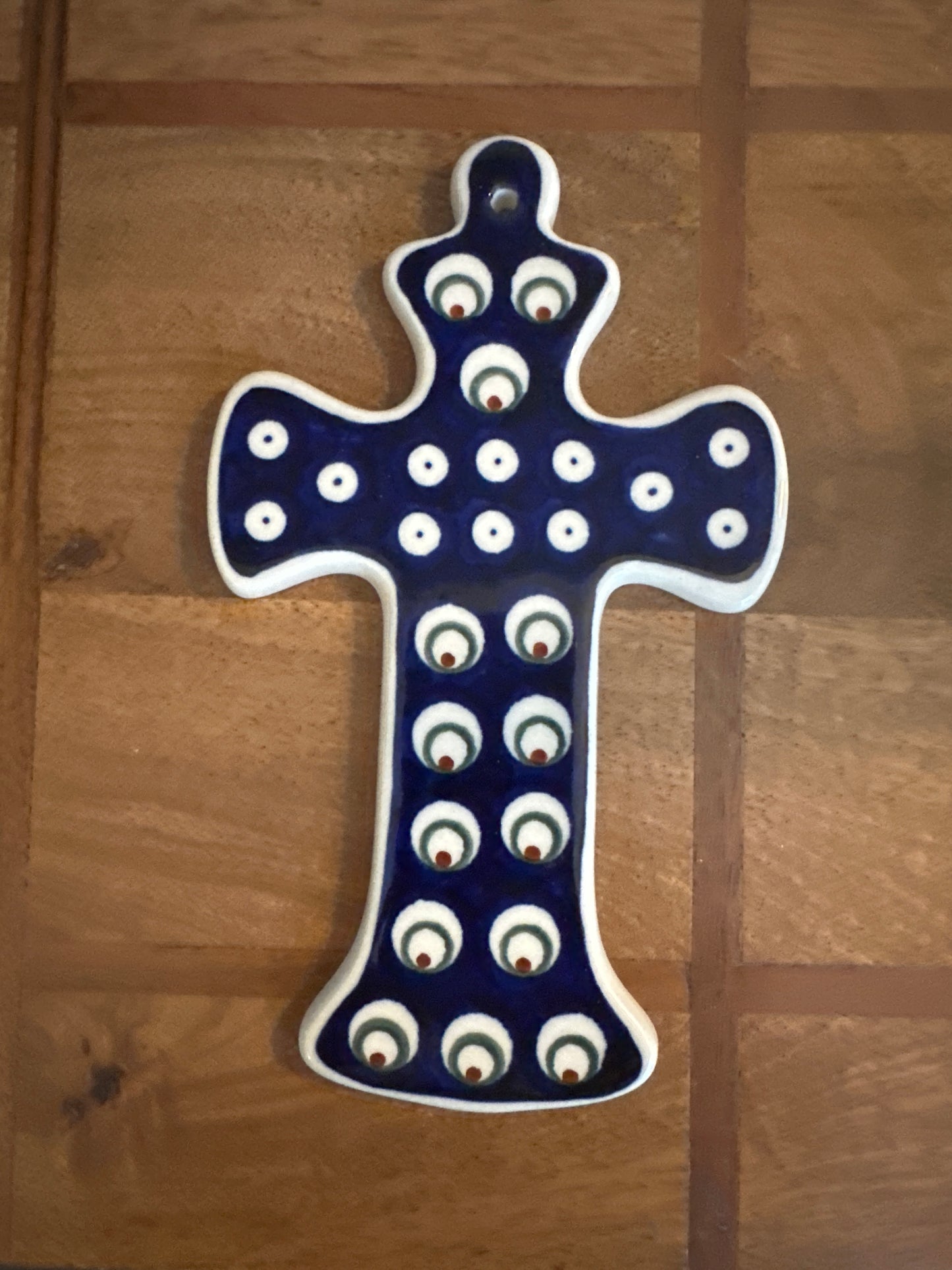 8" x 4.5" Hanging Cross.  Pattern:  Private Eyes