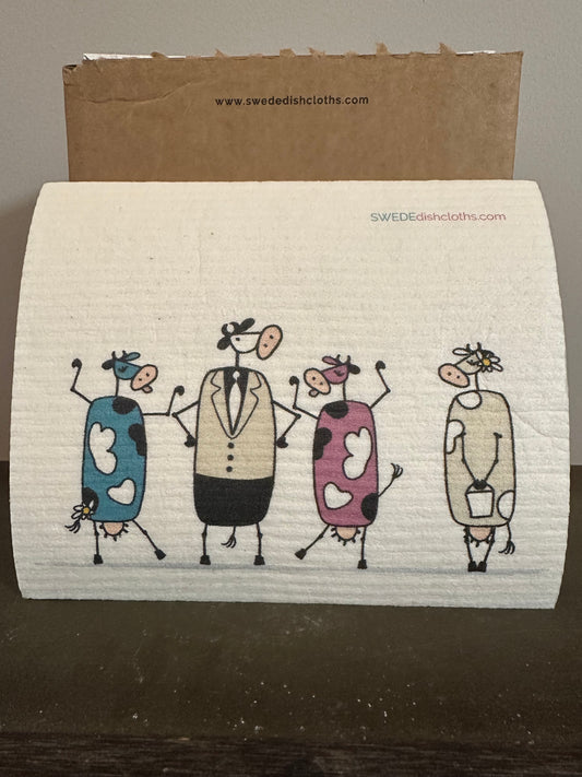 Swedish Dishcloth Fun Cows Chatting
