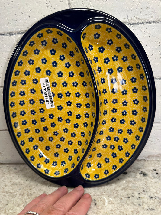 Ceramika Artystyczna Polish Pottery, Sunshine Sausage Divided Plate