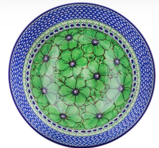 Ceramika Artystyczna, U408A, Green Pansies, Large Bowl 11"