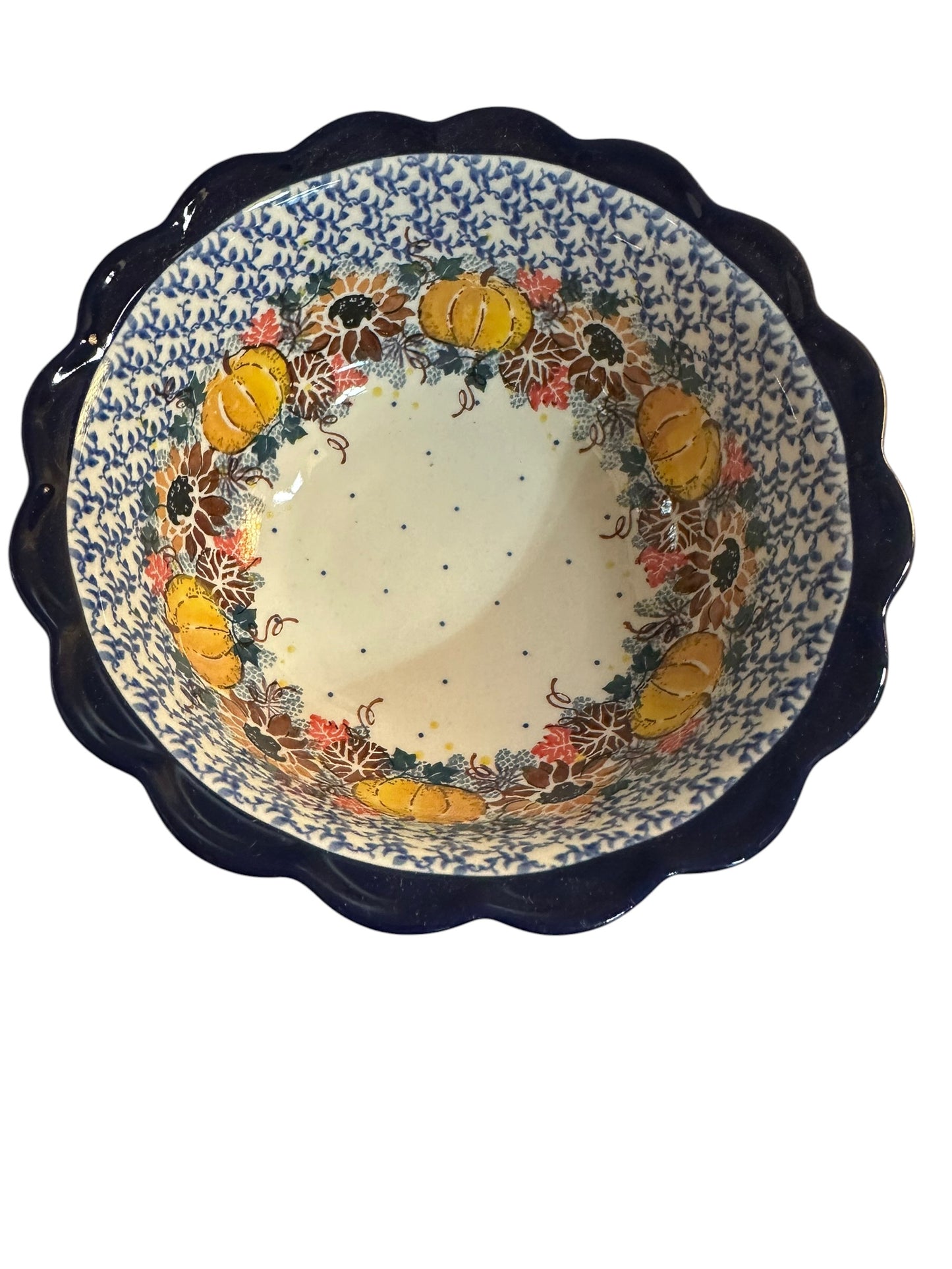 Ceramika Artystyczna, U4741, Falling Leaves, Scalloped Bowl 8"
