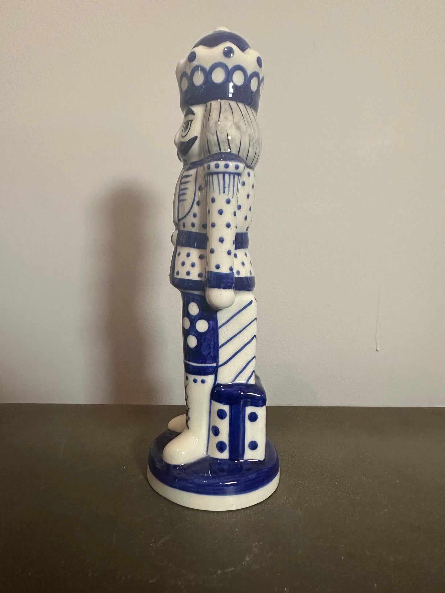 Vena Blue & White, Large Nutcracker Figurine 9.5"