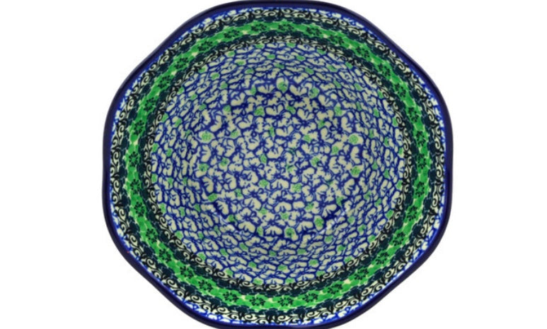 Ceramika Artystyczna Polish Pottery, Kiwi Flower, Scalloped Bowl