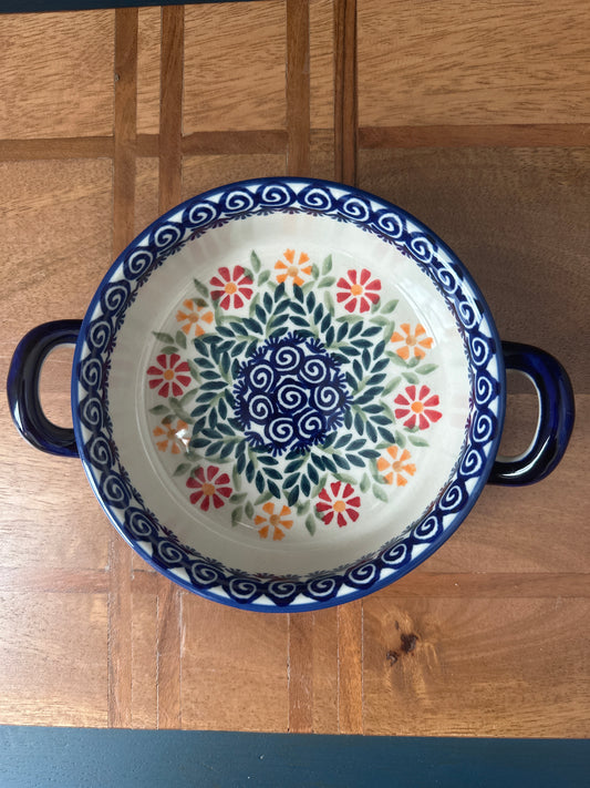 Manufaktura Polish Pottery, Marigold Round Baker with Handles