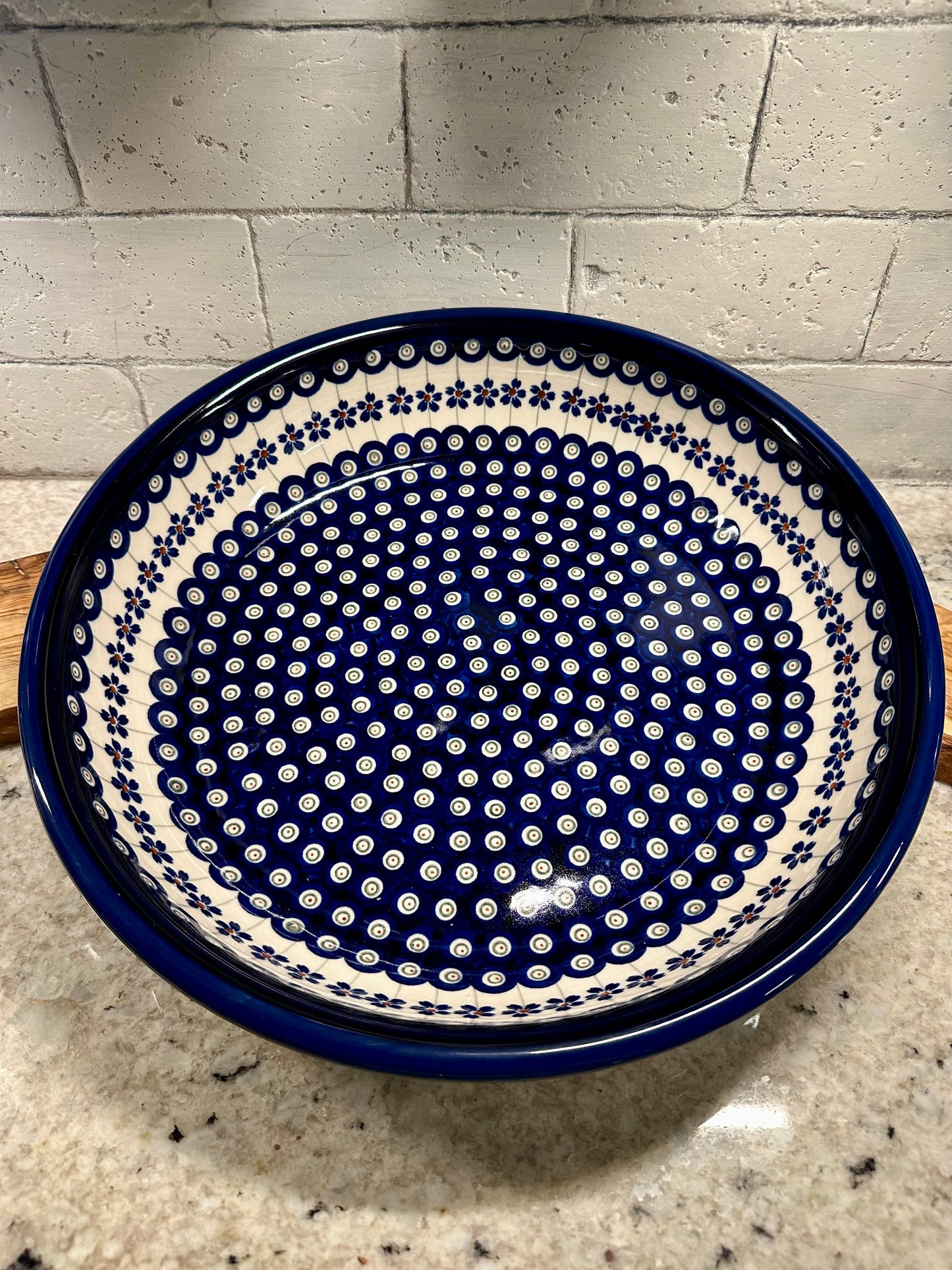 Zaklady, Traditional Flowering Peacock, Large Shallow Servinig Bowl 13"