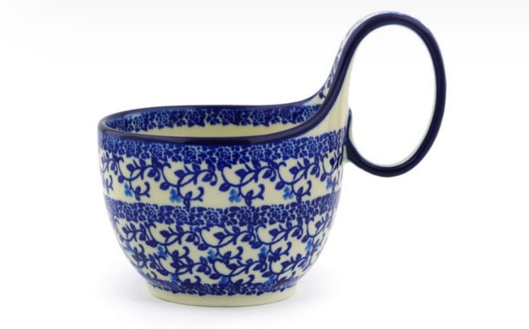 Ceramika Artystyczna, Blue Floral Lace, Loop Mug/Bowl