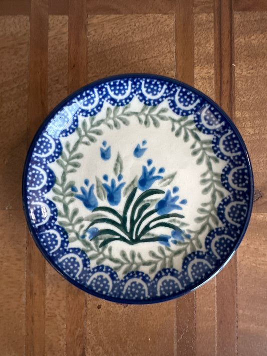 Ceramika Artystyczna Polish Pottery Blue Dancing Tulips Coaster