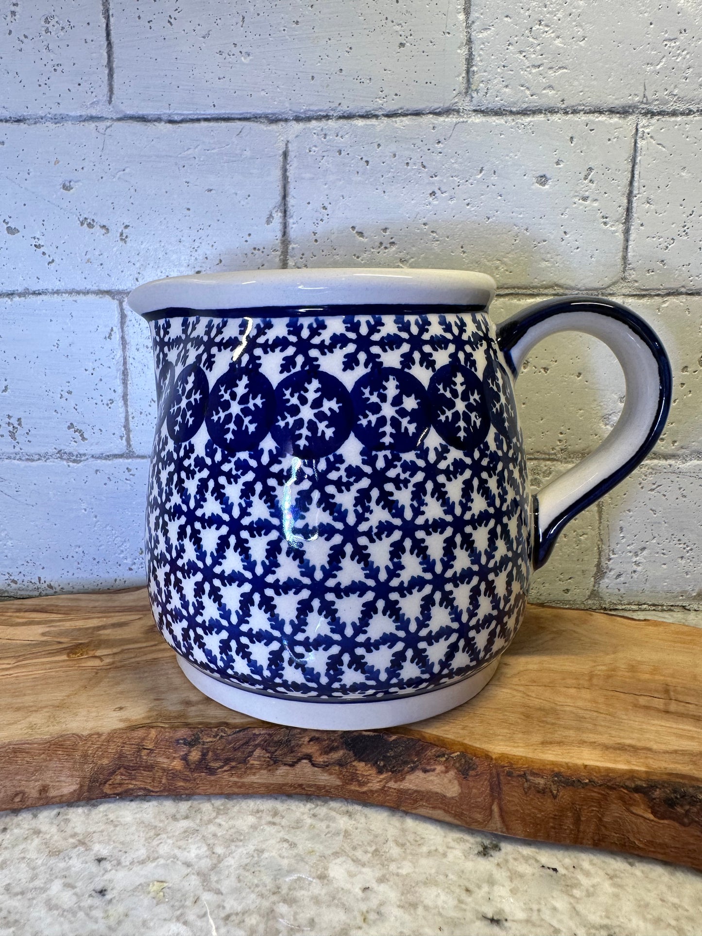Zaklady Polish Pottery, Snowflake Pitcher Preowned