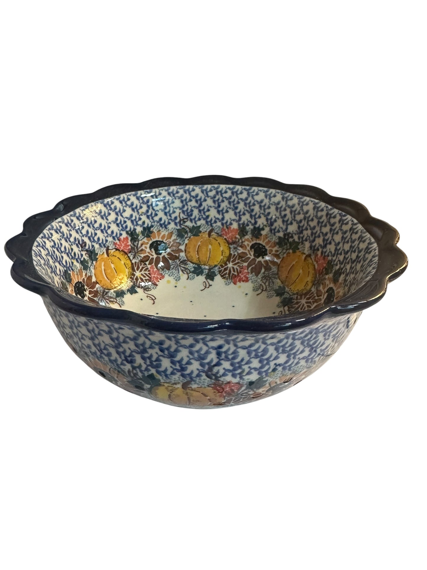 Ceramika Artystyczna, U4741, Falling Leaves, Scalloped Bowl 8"