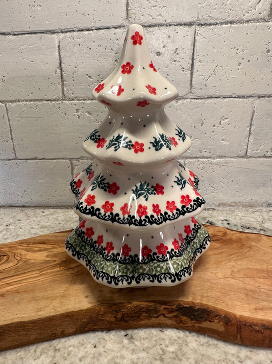 Ceramika Artystyczna Polish Pottery, Red Floral 8" Tree