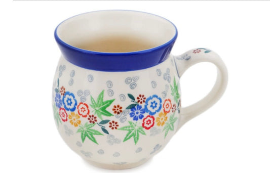 Ceramika Artystyczna Polish Pottery, Unikat Picnic In Autumn, Bubble Mug