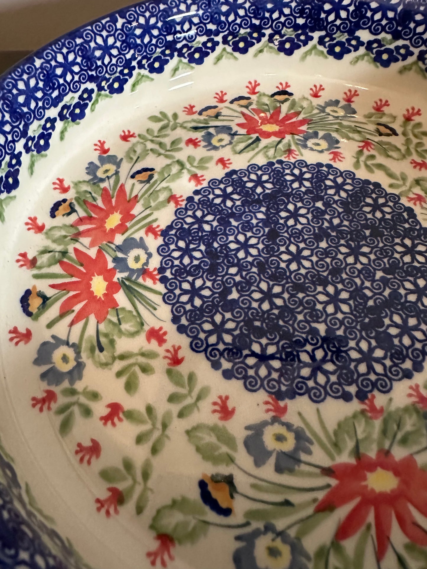 Manufaktura, Unikat Folk Flowers, Round Baker with Handles