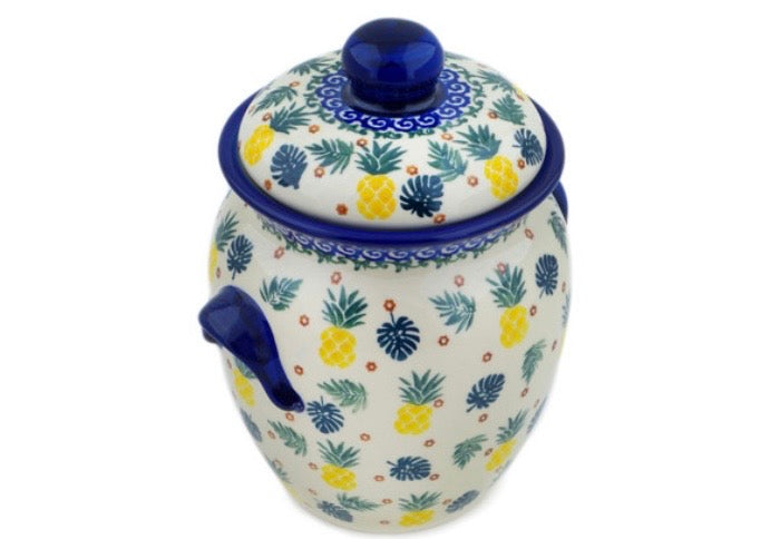 Bona, Pineapple Parade, Jar/Container with Lid and Handles 9"