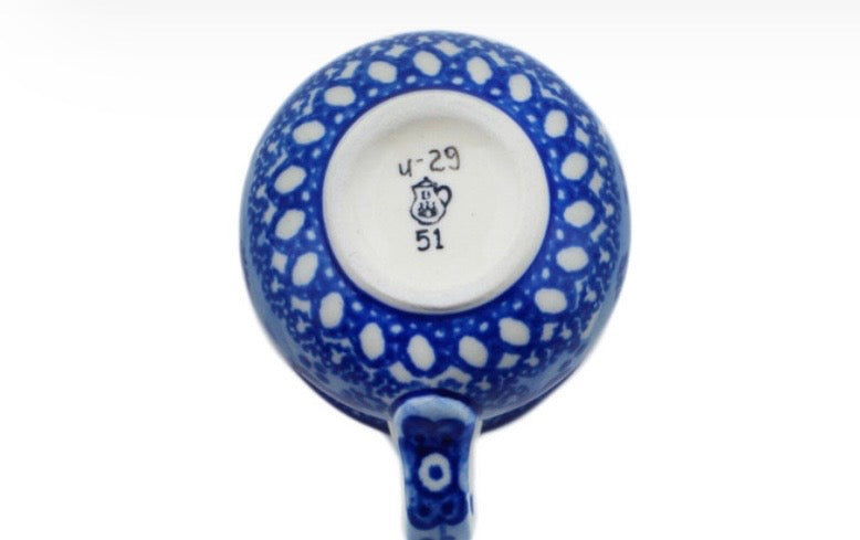 Ceramika Artystyczna, Unikat Blue Poppy Circle, Espresso Cup with Saucer