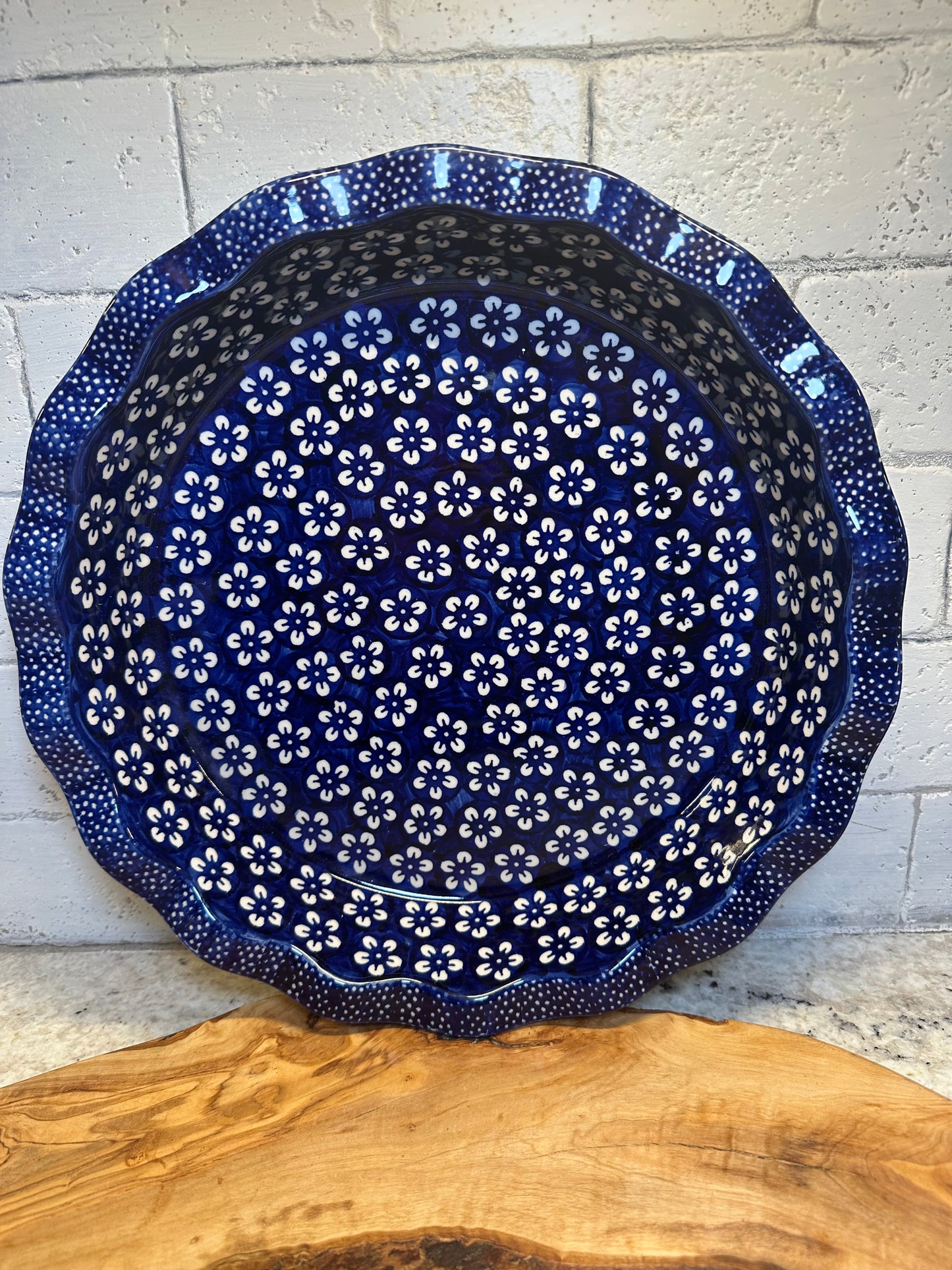 Manufaktura, Blue Blossom, Large Ruffled Baker