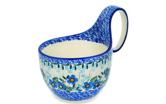 Ceramika Artystyczna Polish Pottery, Blue Joy, Loop Soup Mug/Bowl