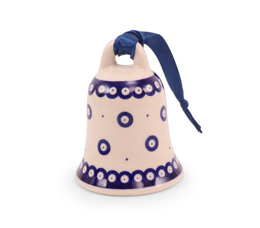 Ceramika Amfora Polish Pottery, Owl Eye, Bell Ornament