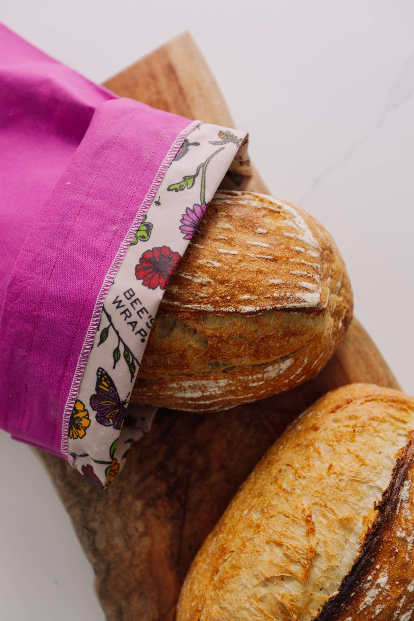 Bee's Wrap, Artisan Bread Bag - Magenta, Meadow Magic, Lined Bees Wrap