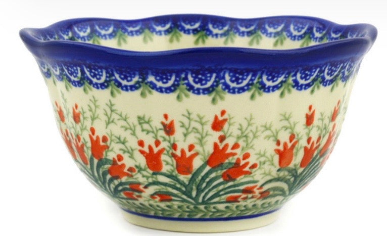 Ceramika Artystyczna, Crimson Bells, Scalloped Bowl