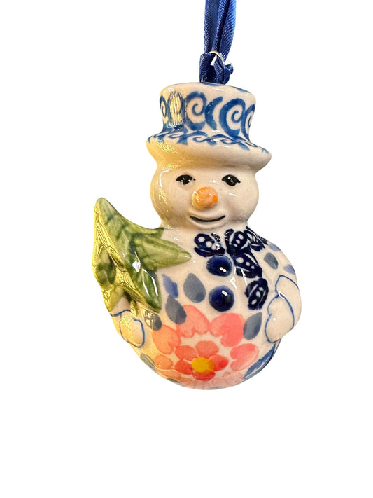 Manufaktura, Calico, Snowman holding Tree, Ornament