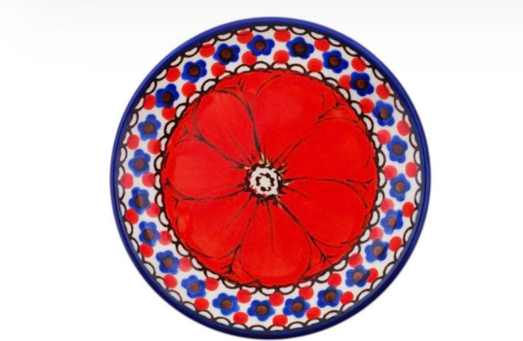 Ceramika Artystyczna, Unikat U408E, Crimson Poppies, Coaster/Mini Plate