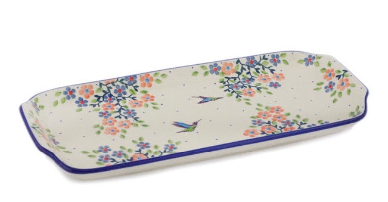 Ceramika Artystyczna, Unikat U5167, Verdant Hummingbird Spring, Platter with Handles