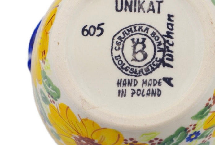 Ceramika Bona, Unikat Sunflower Yellow Petal Bliss, Jar with Lid and Handles