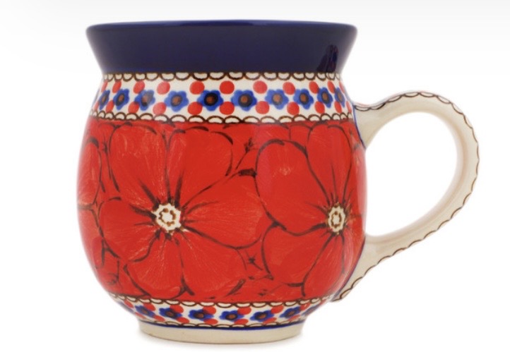 Ceramika Artystyczna, Unikat U408E, Crimson Poppies, Bubble Mug